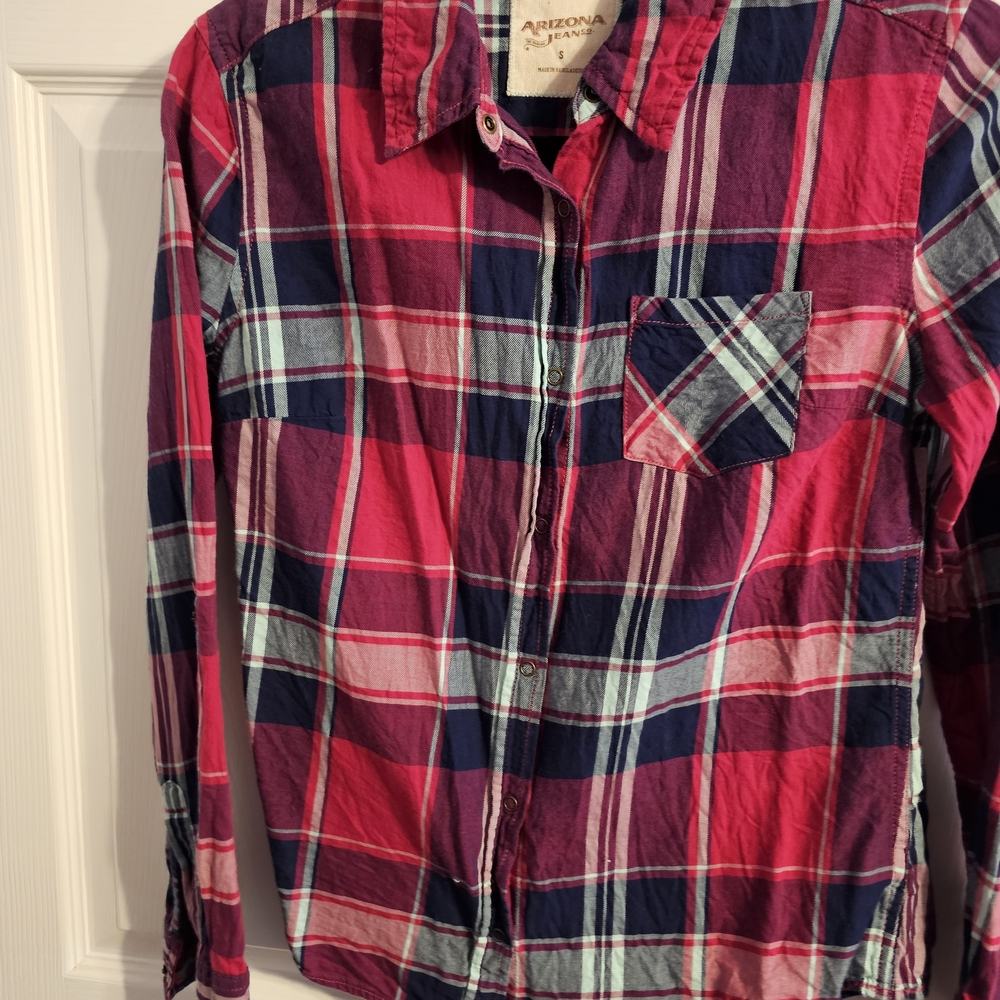 Arizona Jean Company Vibrant Plaid Button Down Shirt